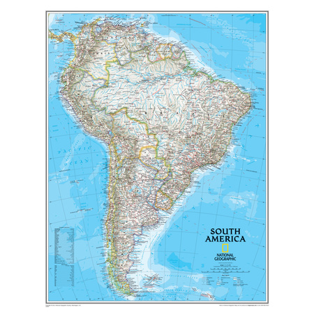 NATIONAL GEOGRAPHIC National Geographic South America Wall Map, 24" Width, 30" Length RE00620150